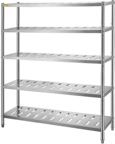 VEVOR Schwerlastregal aus Edelstahl, 5-stufiges Lagerregal für die Garage in Silber, höhenverstellbare Regalböden, B/T/H: 150 x 45 x 180 cm - Bild 1