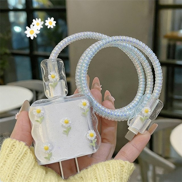 TAOYUNXI Transparente Daisy Ladegerät-Schutzhülle und Datenkabel-Organizer für iPhone 16 17 Pro Max 18W/20W - Bild 1