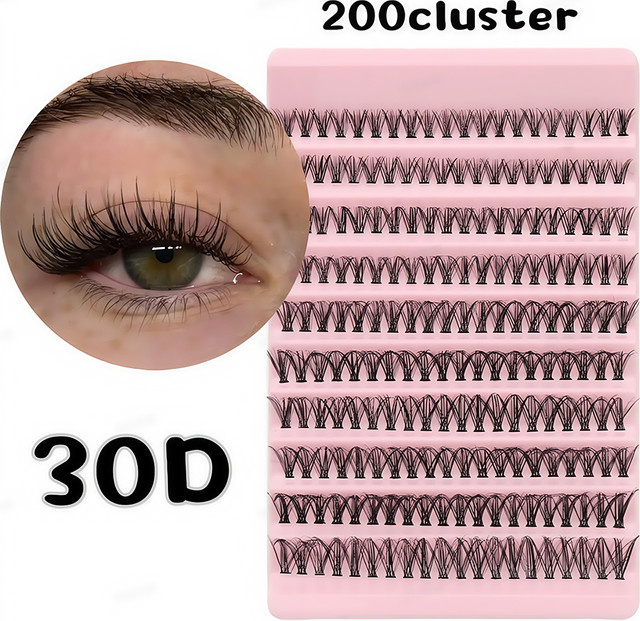 30D Wimperncluster, 200 Stück, natürliches Volumen, Rosa, Unisex - Bild 1