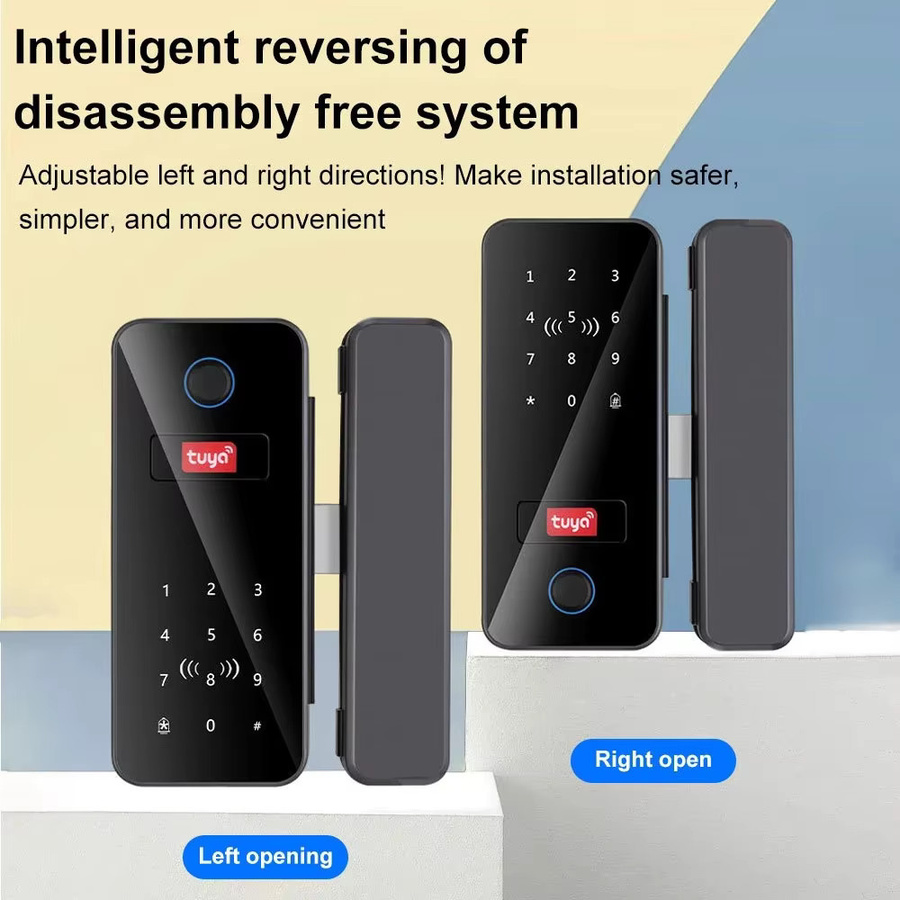 Tuya Smart Bluetooth Biometrisches Glastürschloss in Schwarz mit Fingerabdruck, Passwort und Kartenfunktion für Büro und Geschäftsbereiche - Bild 4