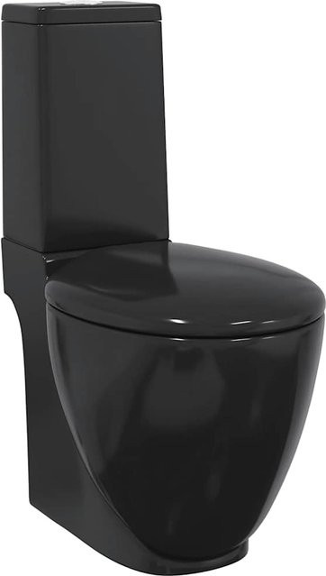 Yiwydaa Keramiktoilette in Schwarz mit Soft-Close-Funktion, runde Form und vertikalem Abfluss, Standtoilette für dein Badezimmer - Bild 1