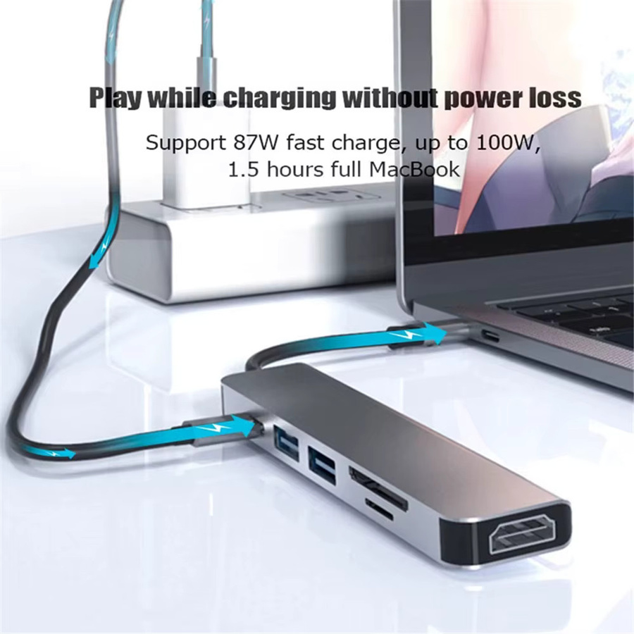 6-in-1 USB-C-Hub von kebidumei mit 4K HDMI, SD/TF-Kartenslot und PD-Schnellladefunktion für MacBook und andere USB-C-Geräte - Bild 2