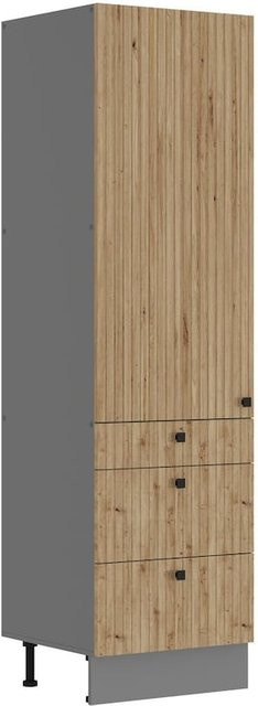 AVA Artisan Hochschrank mit Lamellenoptik und internen Schubkästen Breite: 60 cm - Bild 1