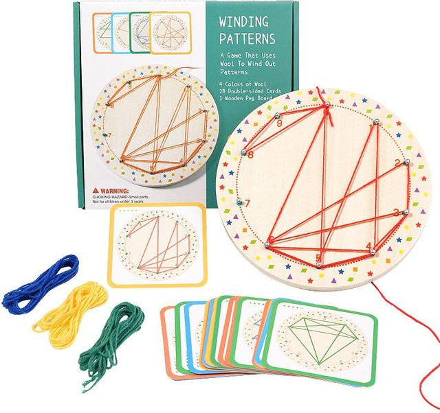 Kidsly Hölzernes Mathematik-Geoboard, Montessori-Lernspielzeug, ab 3 Jahre - Bild 1
