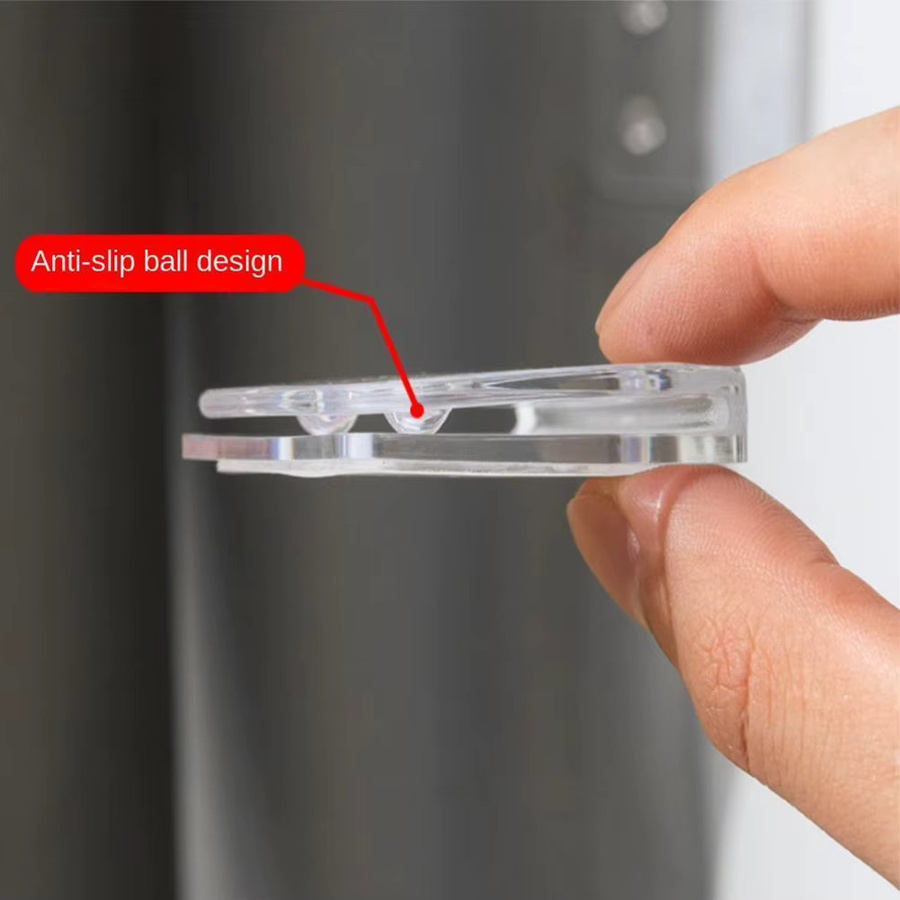 4 Stück selbstklebende Duschvorhang-Clips aus transparentem Kunststoff zur winddichten Befestigung im Badezimmer - Bild 2