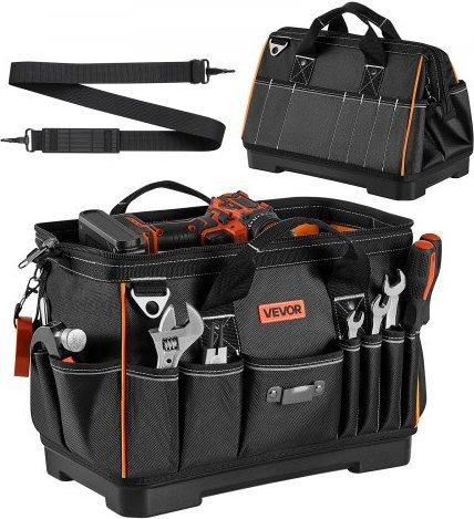 VEVOR Werkzeugtasche aus Polyester in Schwarz mit Schultergurt und Reißverschluss, B/T/H: 41 x 23 x 25 cm - Bild 1