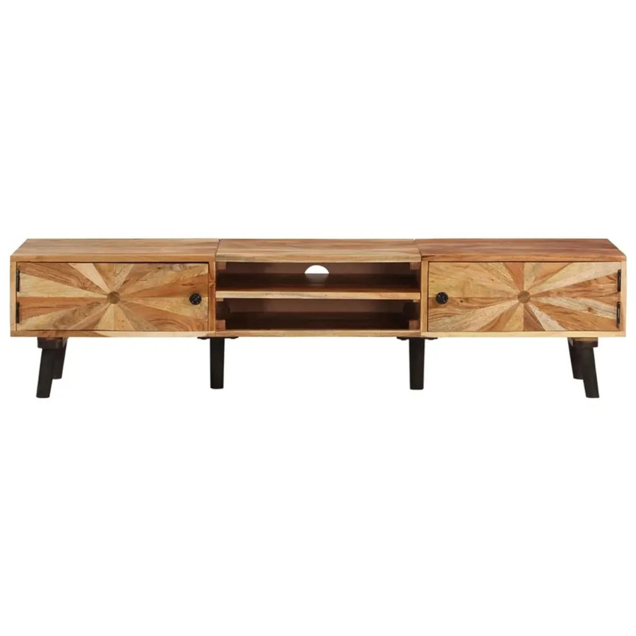 vidaXL TV-Schrank aus Akazie Massivholz in Braun, B/T/H: 145 x 35 x 35 cm - Bild 2