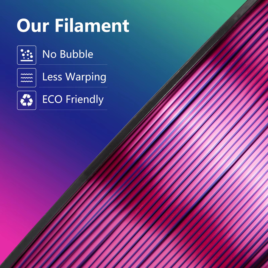 KINGROON Seiden-PLA-Filament Mehrfarbig 1,75 mm 1 kg Spule für FDM 3D-Drucker - Bild 3