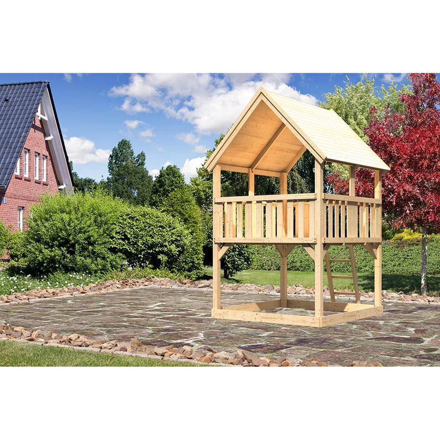 Karibu Spielturm Luis mit Satteldach aus Nordischer Fichte in Braun - Bild 2
