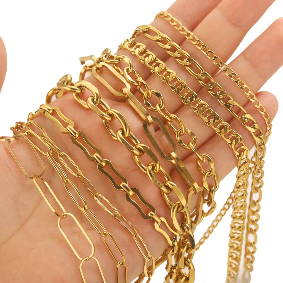 Aiovlo Halskette, Edelstahl, Oval Link Kabel Kette, 1 Meter - Bild 1