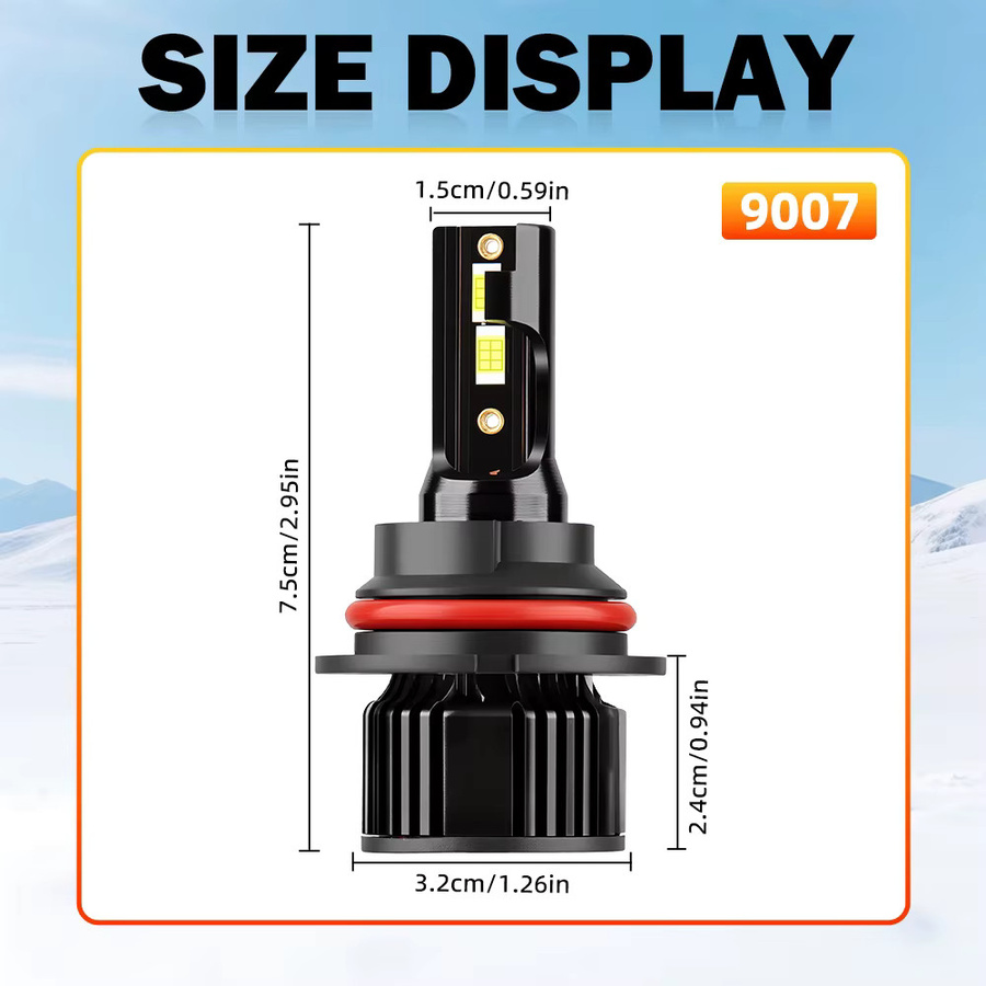Roadsun 9007 LED Auto-Lampen mit CSP 3570 Chips, Fernlicht und Abblendlicht, 6000 K, 30000 lm, 12 V - Bild 2