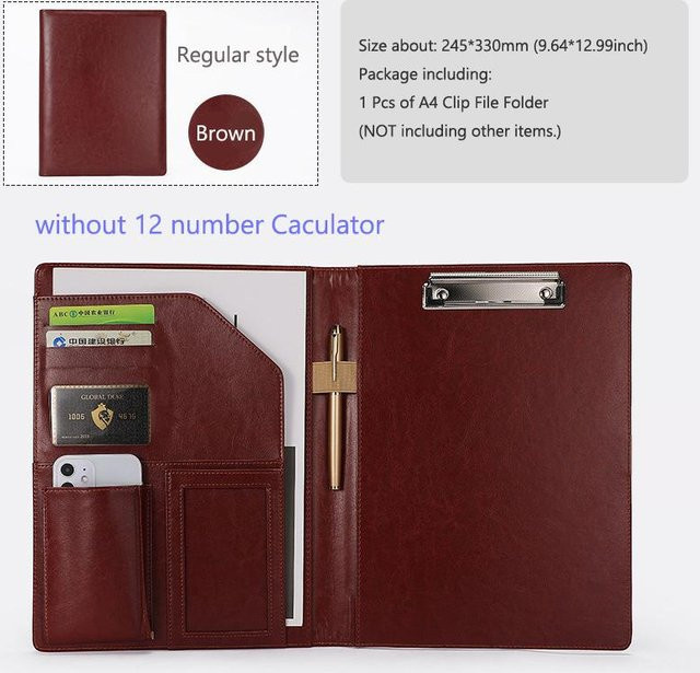 Yiran Furniture A4 Business Padfolio Organizer aus PU Leder in Braun mit Klemmbrett und Dokumentenhalter - Bild 1