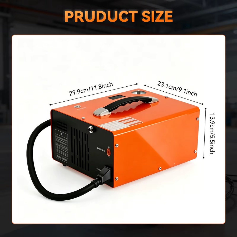 Podofo Tragbarer PCP-Luftkompressor mit Auto-Stopp-Funktion, Ölfreie Hochdruck-Luftpumpe für Luftgewehre, Farbe: Orange - Bild 4