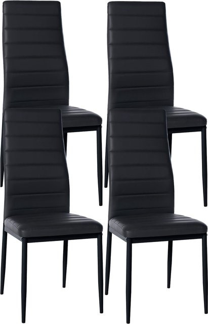 4er Set CLP Esszimmerstühle Mayfair in Schwarz mit Samt- oder Kunstlederbezug und Metallgestell - Bild 1