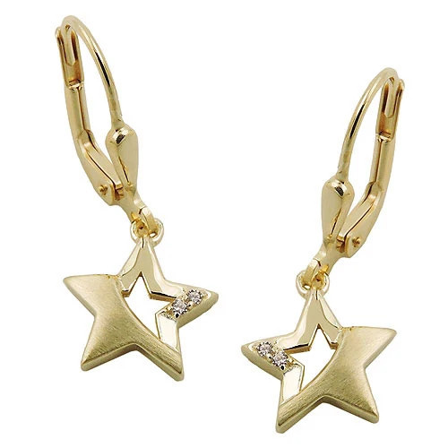 SIGO Ohrringe Brisur Stern, 375 Gold, Zirkonia - Bild 1