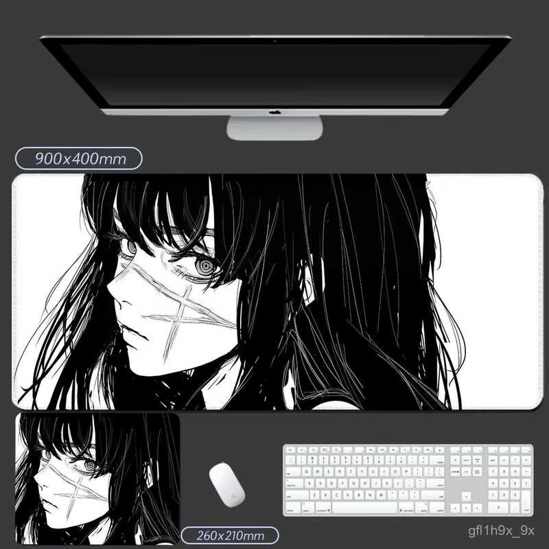 Potdemiel Gaming Mauspad Chainsaw Man Makima Pawa Extra groß Schwarz und Weiß - Bild 2