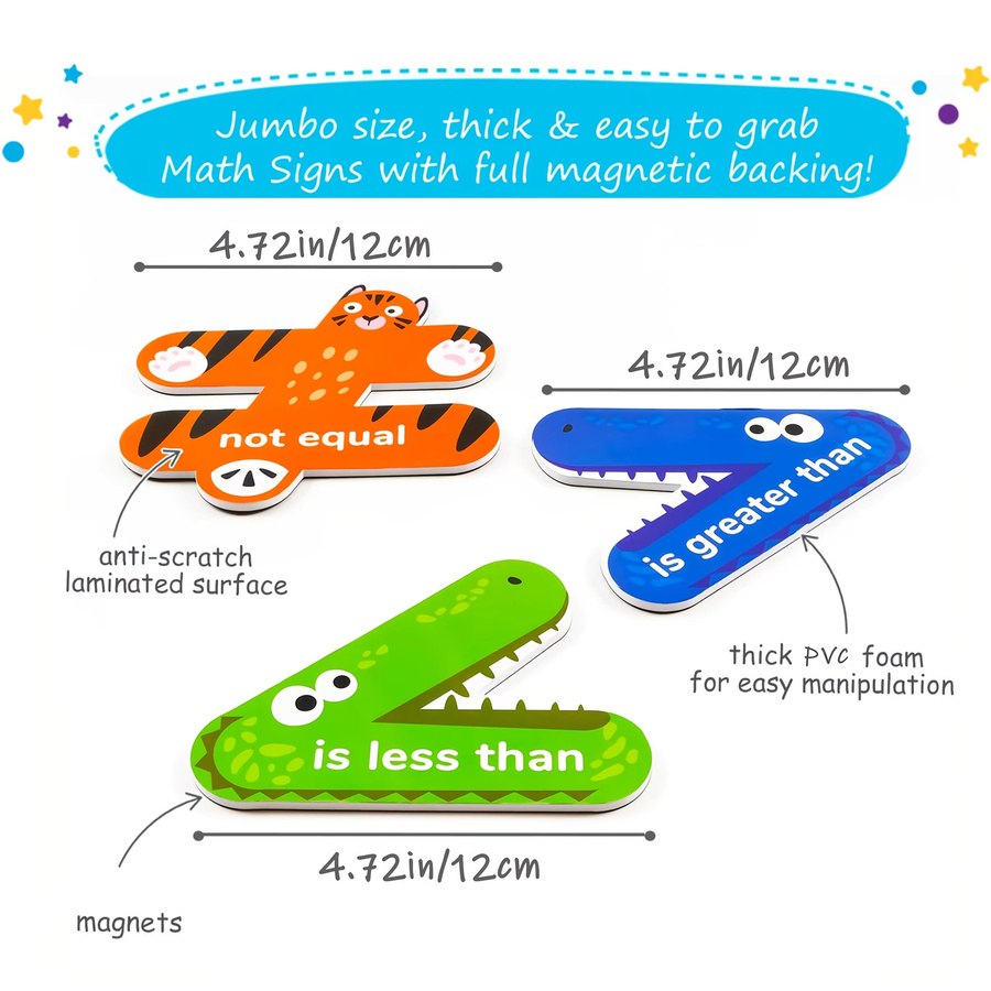 8 Stück magnetische Mathe-Symbole und Tier-Mathemagnete für den Unterricht, Multicolor, Kunststoff - Bild 2