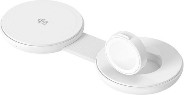 Conceptronic GORGON04W Faltbares Magnetisches Qi2 Ladegerät 25W 2-in-1 Weiß - Bild 1