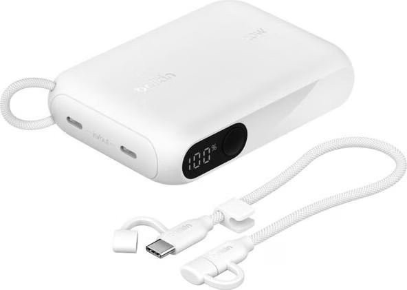 Belkin Powerbank BPB027HQWH mit 10.000 mAh, 20W und USB-C Display in Weiß - Bild 1