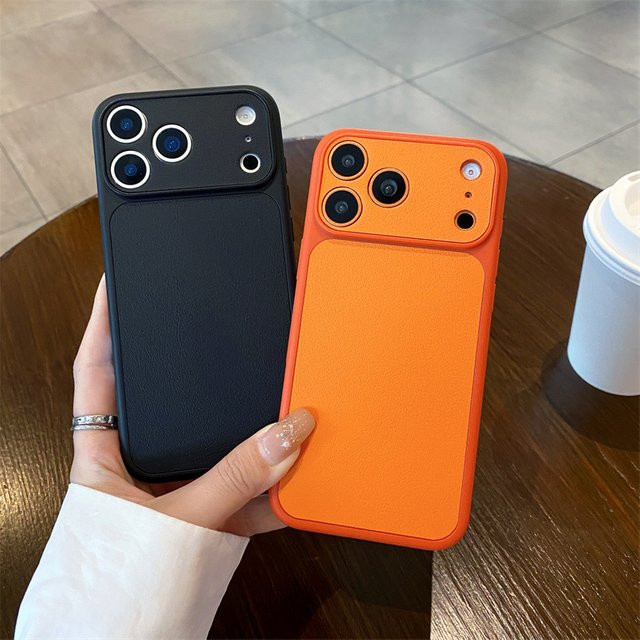 Stoßfeste Lichee-Leder-Handyhülle mit großem Fenster für Apple iPhone 17 16 15 14 13 Pro Max in Blau oder Schwarz - Bild 1