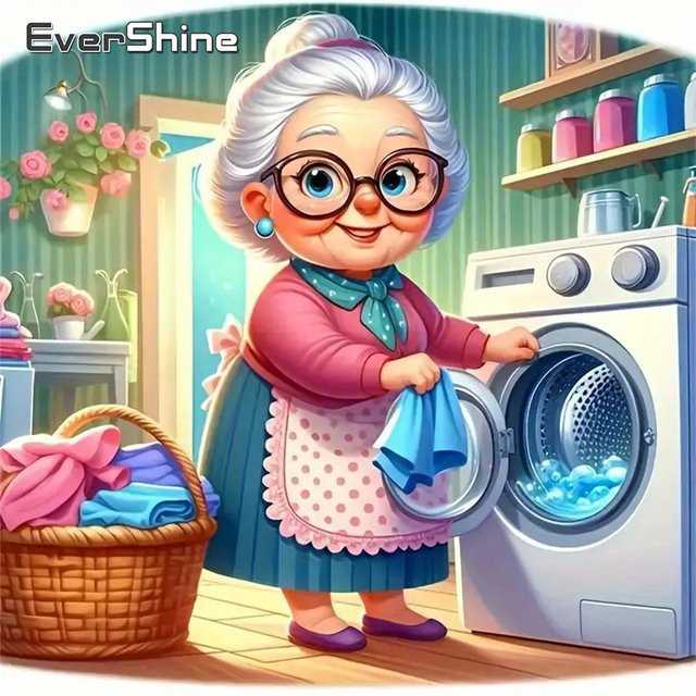 Evershine Diamant Malerei Großmutter Cartoon Charakter, DIY Diamant Mosaik - Bild 1