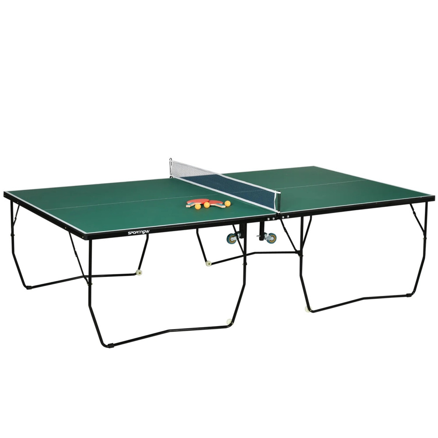 SPORTNOW Indoor Tischtennisplatte klappbar in Grün mit Rollen und Zubehör aus Stahl und MDF, B/T/H: 274 x 152,5 x 76 cm - Bild 3