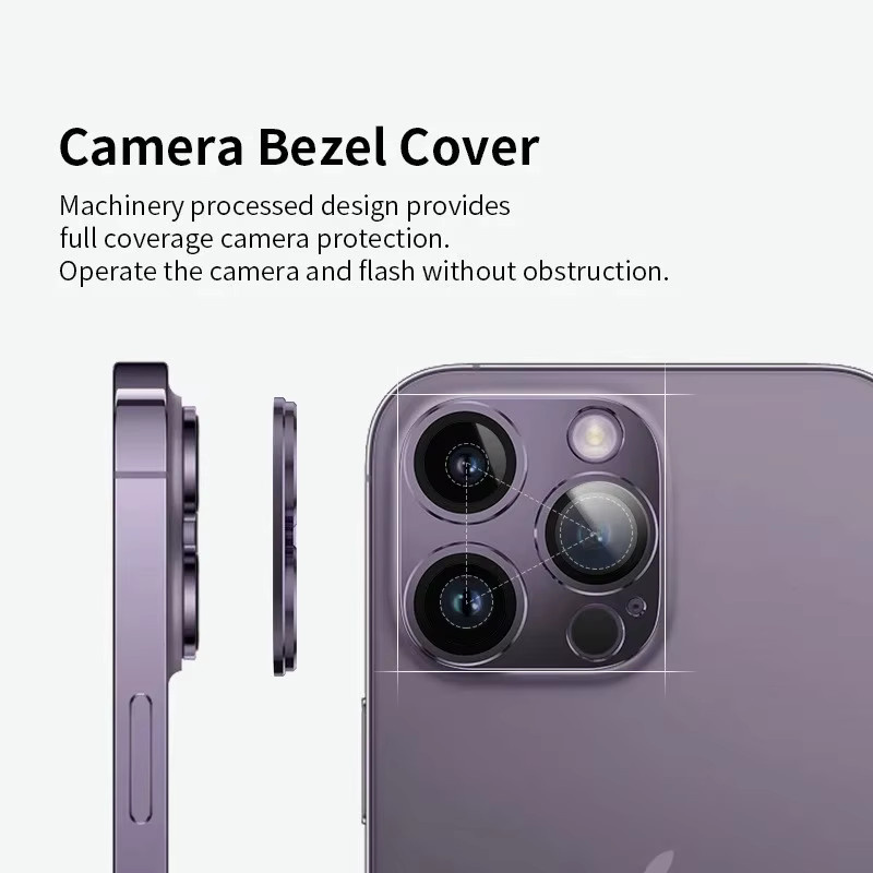Kamera Objektiv Schutz aus gehärtetem Glas mit Metallrahmen für iPhone 13, 12 Pro Max, 11 Pro und 12 Mini in Schwarz - Bild 2