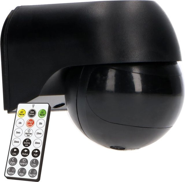 LEDs light Wandsensor mit PIR-Bewegungsmelder 180 Grad, IP54, Schwarz mit Fernbedienung - Bild 1
