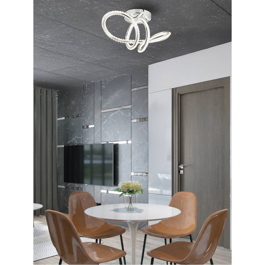 GLOBO LED-Deckenleuchte EVANGELINE in Chrom und Transparent, dimmbar mit Fernbedienung, B/T/H: 25 x 25 x 50 cm - Bild 2
