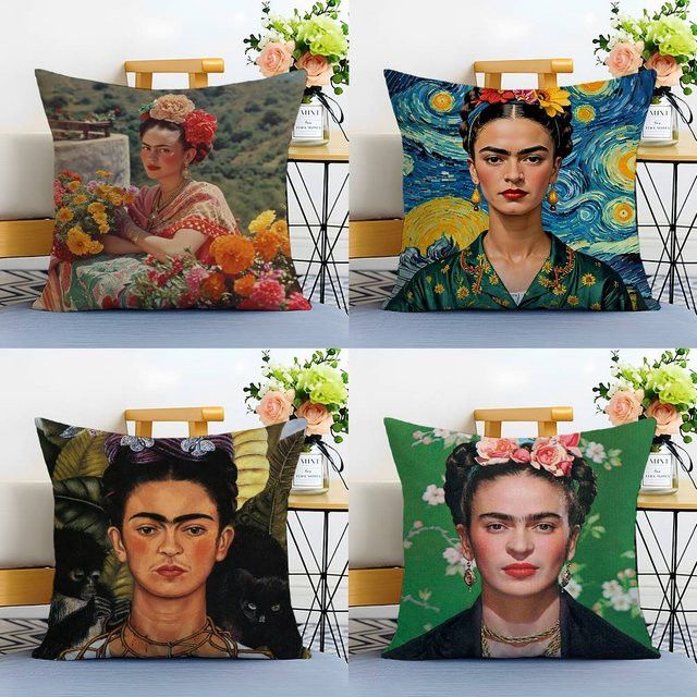 SINGER Kissenbezug Frida Kahlo Multicolor mit Anti-Dustmite-Schutz und unsichtbarem Reißverschluss - Bild 1