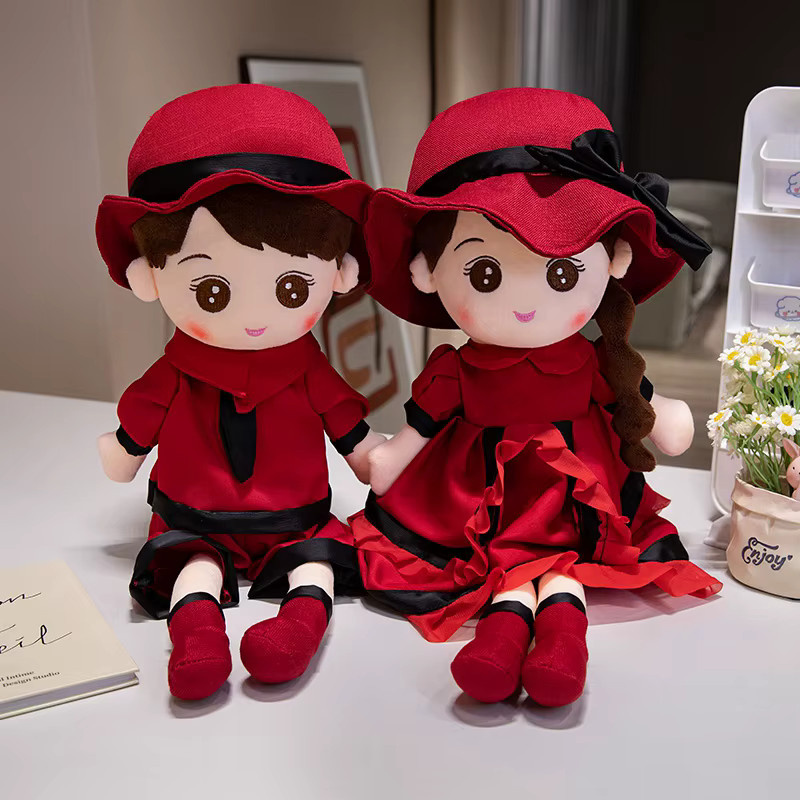 Kawaii Plüsch Mädchen Puppen, Plüsch / Textil, Rot - Bild 2