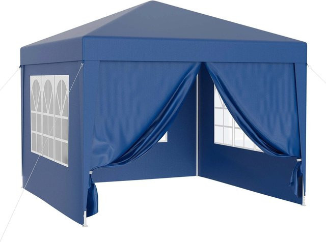 Wiltec Gartenpavillon Partyzelt in Blau mit UV-Schutz 50+ und abnehmbaren Seitenteilen, B/T/H: 300 x 300 x 300 cm - Bild 1