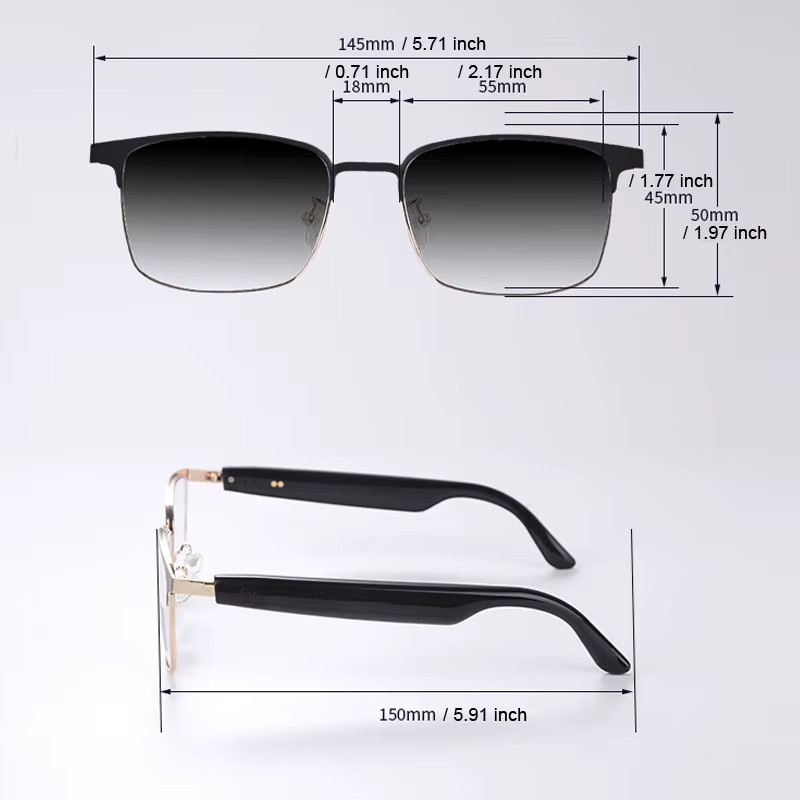 Koipsse Smart-Brille mit Metallrahmen und Farbwechselgläsern, Bluetooth-Headset mit Anruffunktion und Dual-Touch für Damen und Herren, Farbe: Schwarz oder Silber - Bild 2