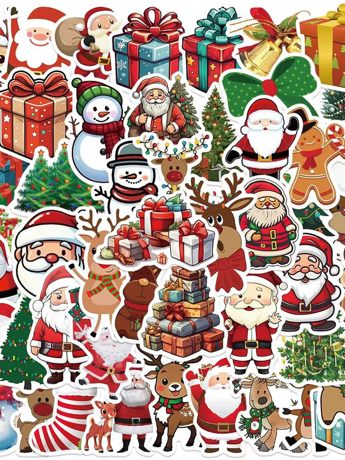 Charile Weihnachtsmann und Elch Aufkleber Set, bunte Cartoon Sticker aus Papier für Scrapbook und Dekoration - Bild 4