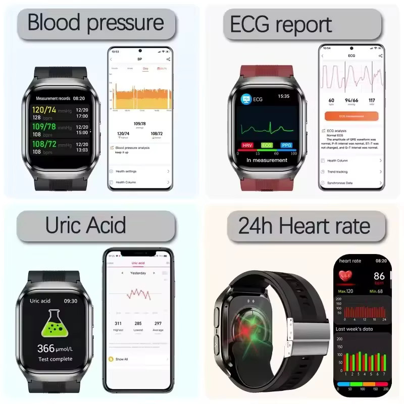 GUHUAVMI Smartwatch mit NFC, EKG-Messung und Anruffunktion für Herren und Damen in Rot oder Schwarz - Bild 4