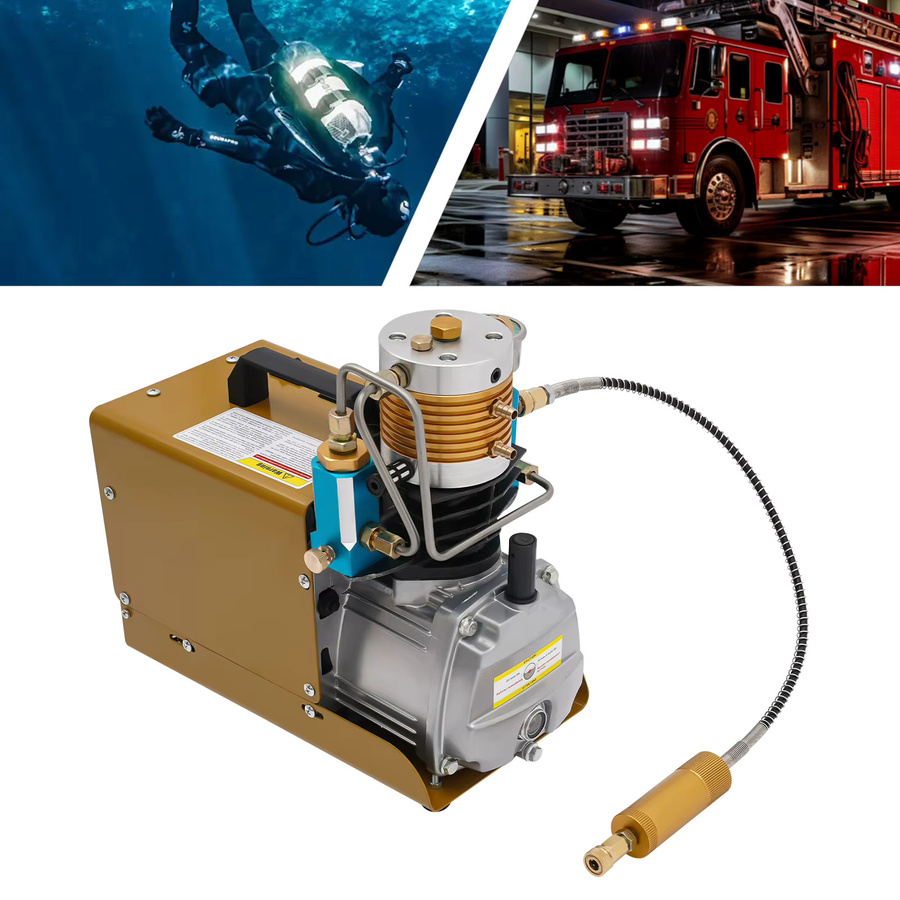 CNCEST Hochdruck-Luftkompressor 1,8KW mit 30MPa, Auto-Stopp PCP Luftpumpe mit einstellbarem Druck und Öl-Wasser-Abscheider für Tauchflaschen, 220V EU - Bild 5