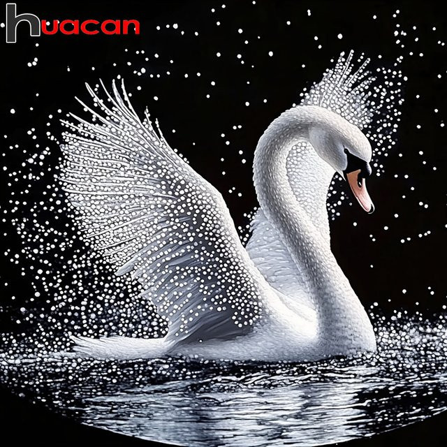 Huacan 5D-Diamantgemälde Schwan Diamantmosaik zum Selbermachen B/H: 20 x 20 cm - Bild 1