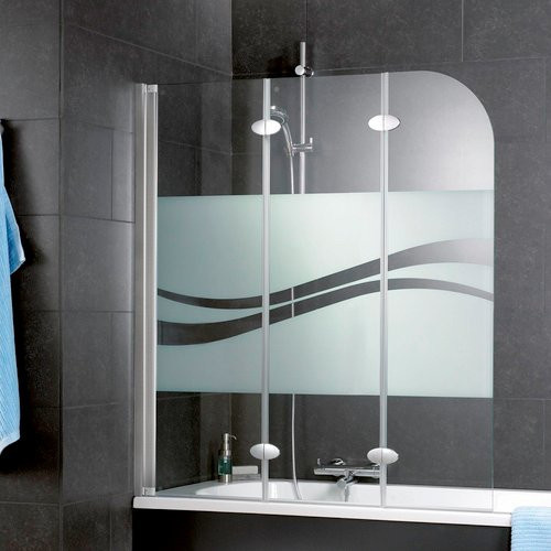 Schulte ExpressPlus Badewannentrennwand Liane, 3-teilig, faltbar, ESG-Sicherheitsglas, transparent, Silber, B: 125 cm, H: 140 cm - Bild 2