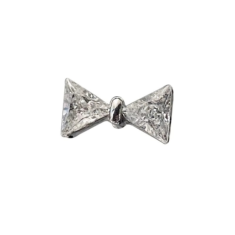 YYM Schleifen-Nagelsteine mit Strass, Silber, 10 Stück - Bild 2