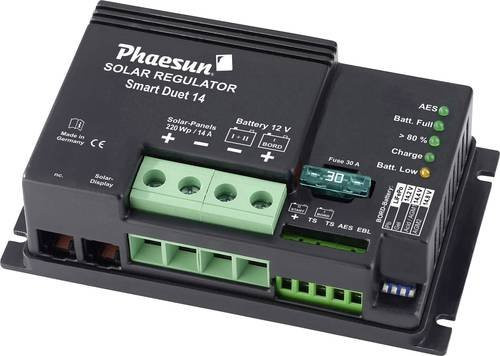 Phaesun Smart Duet 14 Laderegler Serie 12V 14A in Schwarz mit USB-A Anschlüssen - Bild 1
