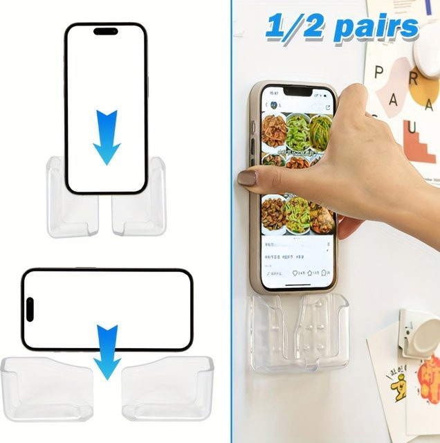 Selbstklebender Wand-Telefonhalter für Küche und Badezimmer, transparent - Bild 1
