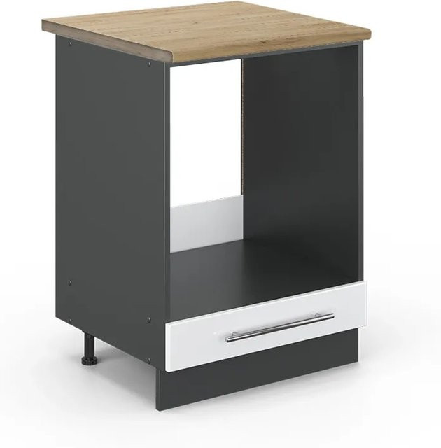 Vicco Herdbauschrank Fame-Line Küchenschrank in Weiß Hochglanz und Anthrazit mit Eiche-Optik, B/T/H: 60 x 60 x 82 cm - Bild 1