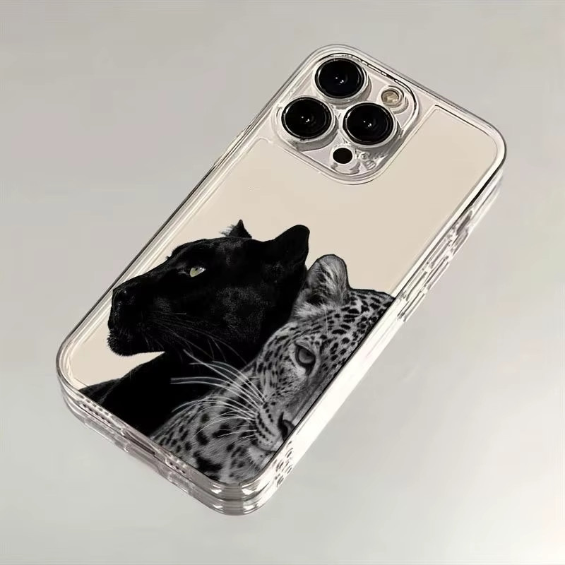 2er-Set transparente Anti-Drop Schutzhüllen mit Leopardenmuster in Schwarz und Grau für iPhone 17, 16 und 15 Serien (Plus, Pro, Max) - Bild 5
