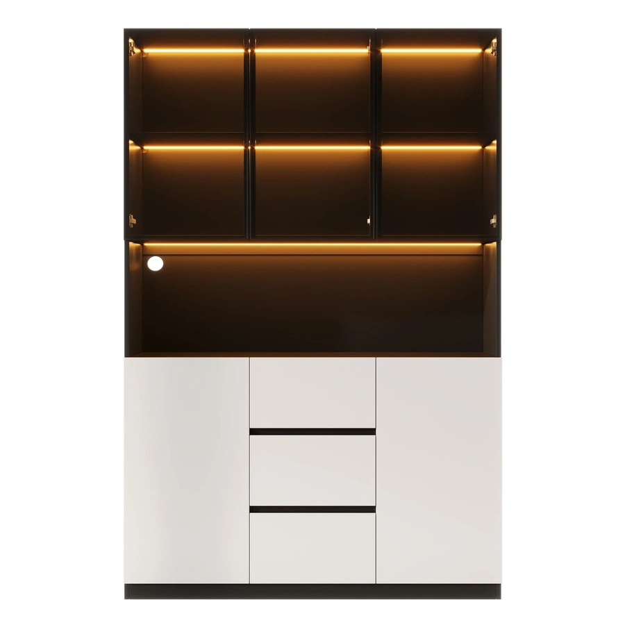 okwish Vitrinenschrank mit LED Beleuchtung und Glastüren in Schwarz für dein Wohnzimmer, B/T/H: 120 x 40 x 200 cm - Bild 2