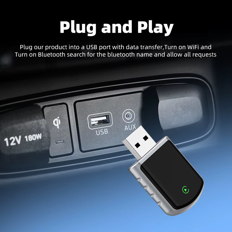 EKIY 2in1 Wireless CarPlay Adapter und Android Auto Dongle Smart AI Box in Schwarz für Fahrzeuge mit kabelgebundenem CarPlay - Bild 4