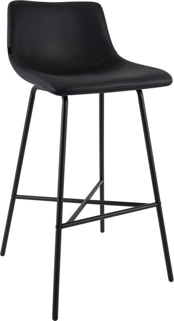 DELUKE Barhocker GEKEL Barstuhl aus Kunstleder in Schwarz mit Lehne und Metallgestell, B/T/H: 44 x 49 x 98 cm - Bild 1