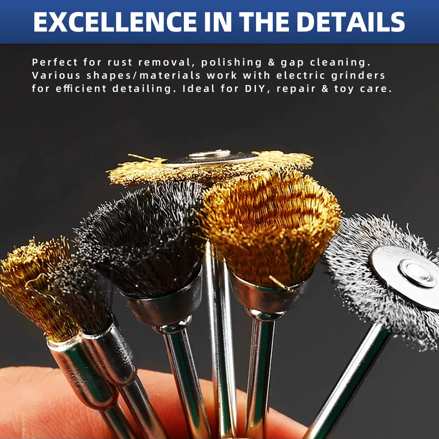 Dremel 24-teiliges Drahtbürsten-Set aus Stahl und Messing für Rotationswerkzeuge zur Reinigung und Rostentfernung von Metall in Silber und Gold - Bild 3
