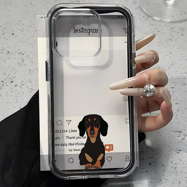 2in1 Klare Handyhülle mit Dackel Hunde Muster für Samsung Galaxy S26 Ultra S25 S24 S23 FE S22 Plus A57 A37 A55 A54 A36 A35 A16 A15 5G in Grau und Transparent - Bild 1