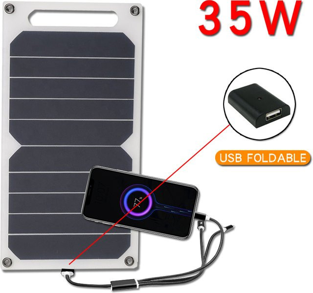 Solarpanel-System mit USB 5V für das Aufladen von Powerbanks, Mobiltelefonen und Tablets beim Camping und Outdoor-Einsatz - Bild 1