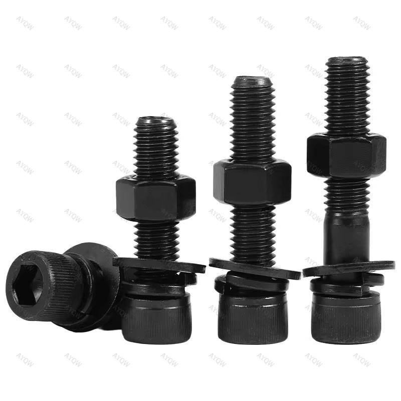 200-teiliges M4 Schraubenset aus legiertem Stahl in Schwarz mit Sechskantschrauben, Muttern und Unterlegscheiben - Bild 4